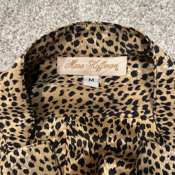 Mara Hoffman Silk Leopard Print Button Down Open Back T-Shirt Dress - Picture 4 of 9